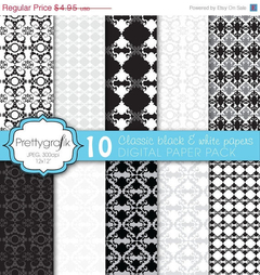 PG - Damask Black & White Papers