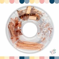 Kit Oficina DONUTS - clips y Binder clips (Rose Gold)