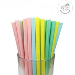 SORBETES DE POLIPAPEL COLOR PASTEL SURTIDO x 24 u