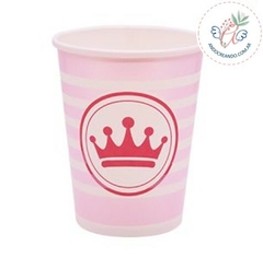 VASO DE POLIPAPEL PERLADO CORONA ROSA 266 cc x 6 u