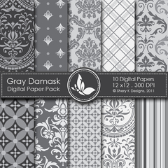 SK - Gray Damask Papers