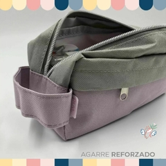 Cartuchera/Neceser 2 cierres Combinacion gris y lila pastel - Ando Creando - Tienda & Taller