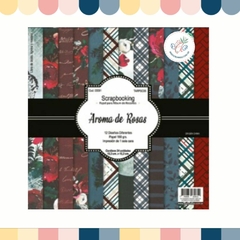 PAPEL SCRAPBOOKING 160 gr *AROMA DE ROSAS* 24 hojas 15,2x15, cm