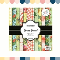 PAPEL SCRAPBOOKING 160 GR *VERANO TROPICAL* 24 HOJAS 30,5X30,5 CM