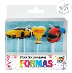 VELAS CARRERAS DE AUTOS X 5 u