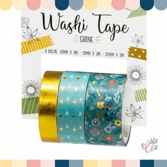 Washi Tape Shine 10/15/20mm x 3m x 3 diseños Blue