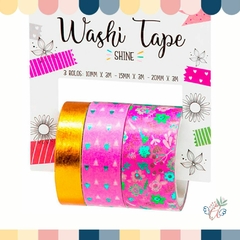 Washi Tape Shine 10/15/20mm x 3m x 3 diseños Rose