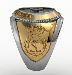 Anel  intendência da escola naval em ouro (750) 18k com prata de lei 950 - loja online