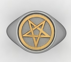 Anel pentagrama em prata de lei com ouro 18k na internet