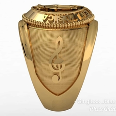 Anel de Licenciatura em música em ouro 18k - Ginglass Joias3D – Modelagem3D - Prototipagem