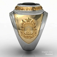 Anel contemporâneo da academia militar das agulhas negras em ouro (750) 18k com prata de lei (950) - Ginglass Joias3D – Modelagem3D - Prototipagem