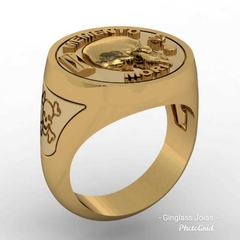 Anel memento mori em ouro (750) 18k