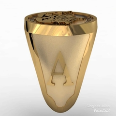 Anel do seminário teologico presbiteriano JMC em ouro (750) 18k - Ginglass Joias3D – Modelagem3D - Prototipagem