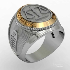 Anel direito lex v em prata de lei com ouro 18k - Ginglass Joias3D – Modelagem3D - Prototipagem