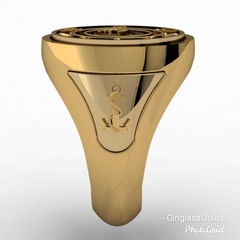 Anel da sociedade  amigos da marinha (soamar) em ouro (750) 18k - Ginglass Joias3D – Modelagem3D - Prototipagem
