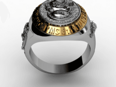 Anel Escafandro em Prata de lei com detalhes em ouro 18k - Ginglass Joias3D – Modelagem3D - Prototipagem