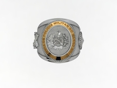 Anel personalizado da academia de polícia militar do barro branco em prata de lei com ouro 18k - comprar online