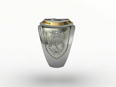 anel caldeira da marinha do brasil em prata de lei com ouro 18k - Ginglass Joias3D – Modelagem3D - Prototipagem