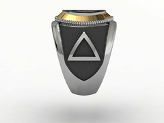 Anel treme terra em prata com ouro 18k - Ginglass Joias3D – Modelagem3D - Prototipagem