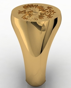 Anel brasão das armas da família ginglass em ouro 18k - Ginglass Joias3D – Modelagem3D - Prototipagem