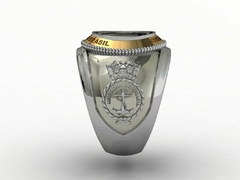 anel cozinheiro da marinha do brasil em prata de lei com ouro 18k - Ginglass Joias3D – Modelagem3D - Prototipagem
