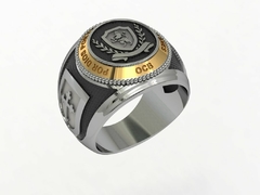 Imagem do anel da ordem dos Capelães da bolivia em prata com ouro 18k