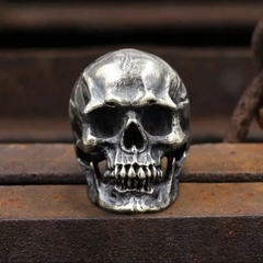 Anel caveira cranio em prata de lei