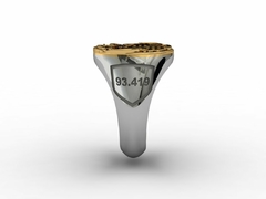 Anel brasão Ribeiro personalizado em prata de lei com ouro 18k - Ginglass Joias3D – Modelagem3D - Prototipagem