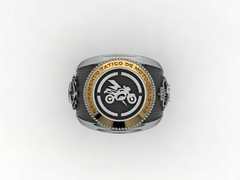 Anel do grupamento tático de motociclistas em prata de lei com ouro 18k - Ginglass Joias3D – Modelagem3D - Prototipagem