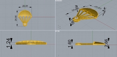 Pingente para cordão Paraquedas - Ginglass Joias3D – Modelagem3D - Prototipagem