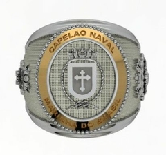 Anel do capelão naval em prata de lei com ouro 18k - comprar online