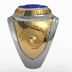 Anel da Academia de Polícia militar de barro branco em ouro 18k com prata de lei - loja online