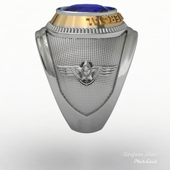 Anel do piloto comercial em prata de lei com ouro 18k - Ginglass Joias3D – Modelagem3D - Prototipagem