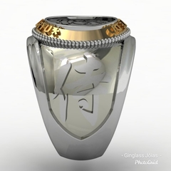Anel de karatê goju ryu em prata de lei com ouro 18k - loja online