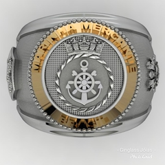 Anel do contramestre em prata de lei com ouro 18k - Ginglass Joias3D – Modelagem3D - Prototipagem