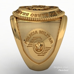 Anel da academia de polícia militar do barro branco em ouro 18k - Ginglass Joias3D – Modelagem3D - Prototipagem