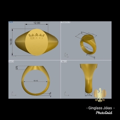 Anel sinete da família Drummond em ouro18k - Ginglass Joias3D – Modelagem3D - Prototipagem