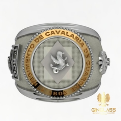 Anel do 1º rcg - 1º Regimento de cavalaria de guardas em prata de lei com ouro 18k - comprar online