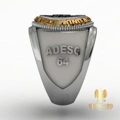 Anel da adesg - associação dos diplomados da escola superior de guerra em prata com ouro 18k - Ginglass Joias3D – Modelagem3D - Prototipagem