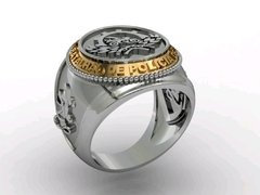 Anel do batalhão de policia de choque rj em prata de lei com ouro 18k na internet