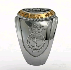 Anel da escola de guerra naval em prata de lei(950) com ouro 18k (750) - Ginglass Joias3D – Modelagem3D - Prototipagem