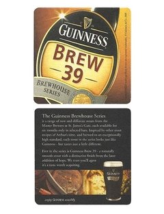 BOLACHA CERVEJA GUINNESS BREW 39 IRELAND QUADRADA 9,5 CM