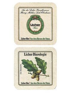 BOLACHA CERVEJA LICHER PREMIUM BIEROLOGIE GERMANY QUADRADA 9,5 CM