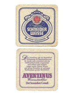 BOLACHA CERVEJA SCHNEIDER WEISSE HEFE WEISSBIER GERMANY QUADRADA 9 CM