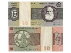 CÉDULA BRAZIL ANO 1970 10 CRUZEIROS - comprar online