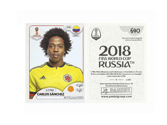 FIGURINHA COPA FIFA 2018 COLOMBIA CARLOS SANCHEZ Nº 640