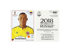 FIGURINHA COPA FIFA 2018 COLOMBIA WÍLMAR BARRIOS Nº 645