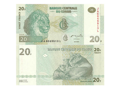 CÉDULA CONGO REPUBLICA ANO 2003 20 FRANCS - comprar online