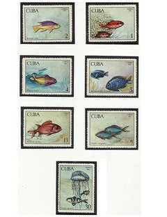 SELO FAUNA CUBA PEIXES 1969 7 VALORES