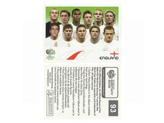FIGURINHA COPA FIFA 2006 ENGLAND SELEÇÃO Nº 93